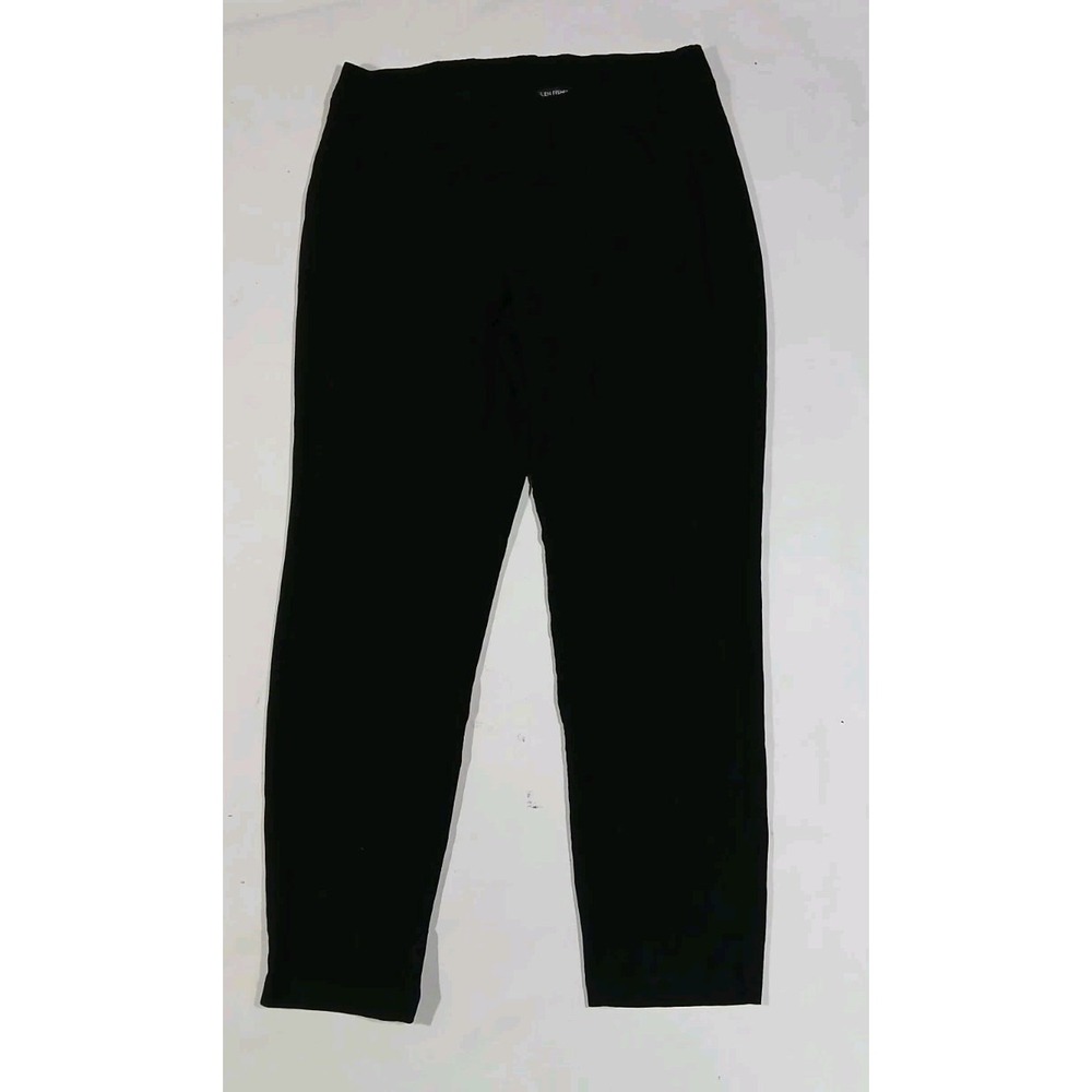 Eileen Fisher Pull On Pants Size Medium Black Straight Leg Minimalist Classic